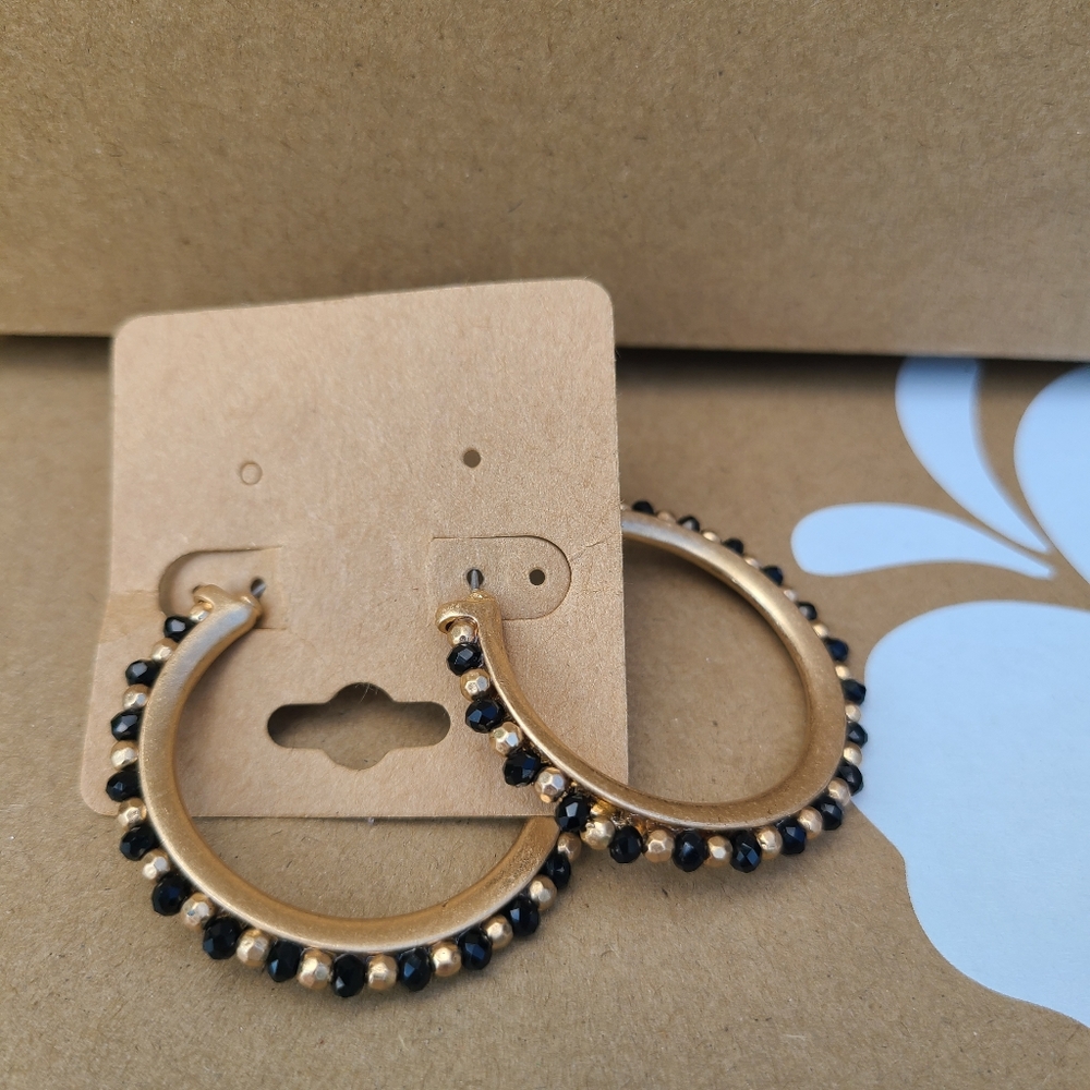 Earrings Hoop Gold & Black